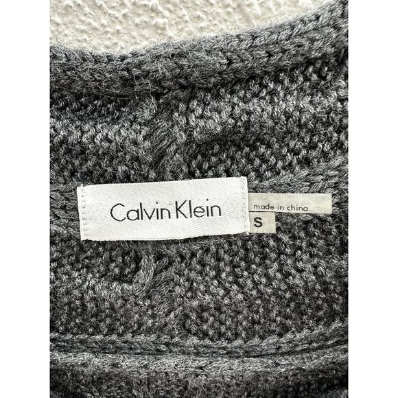 Calvin Klein Womens Dress Size Small Gray Short Sleeve Cable Knit Sweater Dress - Picture 3 of 9